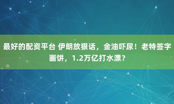 最好的配资平台 伊朗放狠话，金油吓尿！老特签字画饼，1.2万亿打水漂？