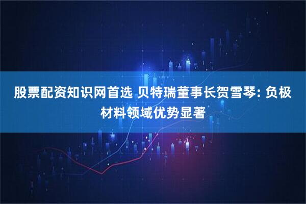 股票配资知识网首选 贝特瑞董事长贺雪琴: 负极材料领域优势显著